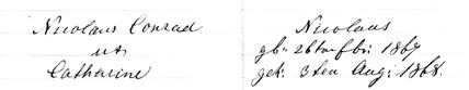 Nicholas Conrad baptism record