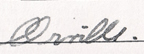 Orville signature with clear difference between the r and v