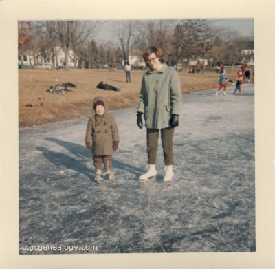 Image of My mother and brother in skates on a frozen lake