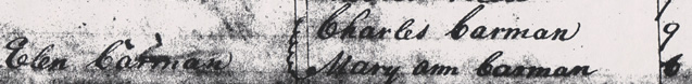 Part of list that shows Elon Carman & children