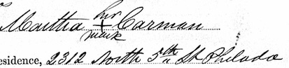 Martha Carman's mark & address