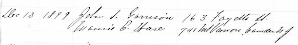 John Garrison & Mamie Ware marriage record