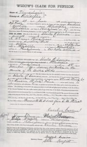 Caroline Carman Widows Claim for Pension