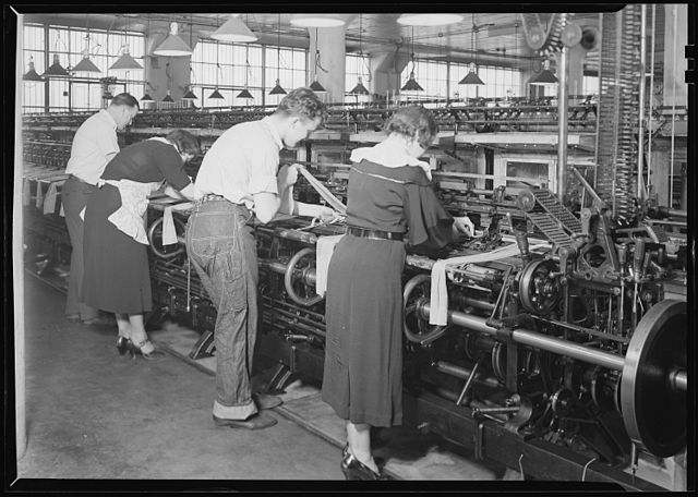 Hosiery Mill workers at their machines. Philadelphia, Pennsylvania.